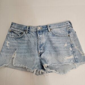 Agolde Vintage Parker Denim Shorts 31 Distressed Fray Button Fly